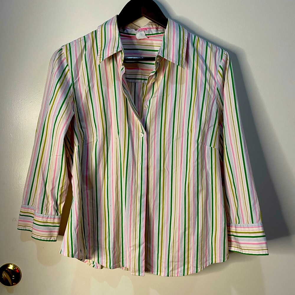 Vintage J Crew Striped Button Down Shirt Size L